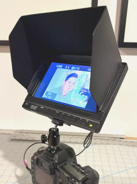 Elvid 7" On-Camera Monitor with LightShade,Battery,  Ballhead, and HDMI  Perfect