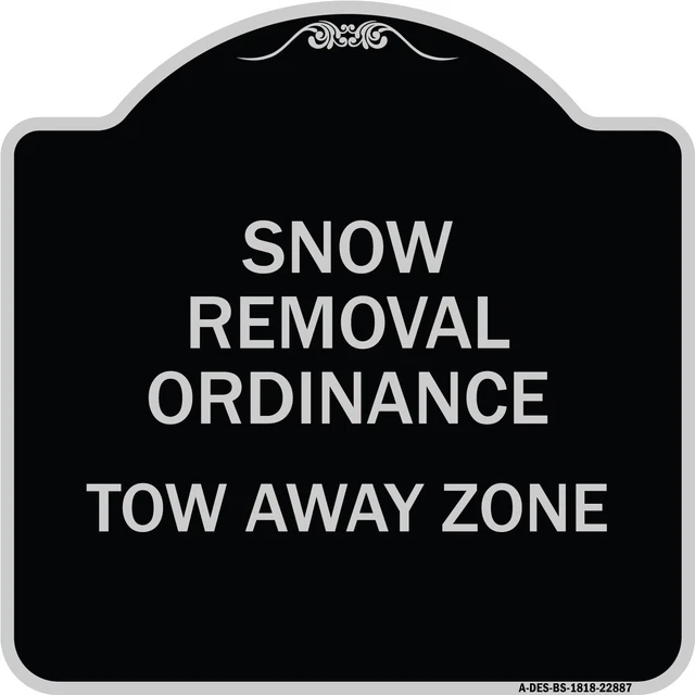 Designer Series - Snow Emergency Route Tow Away Zone with Graphic Metal Sign
