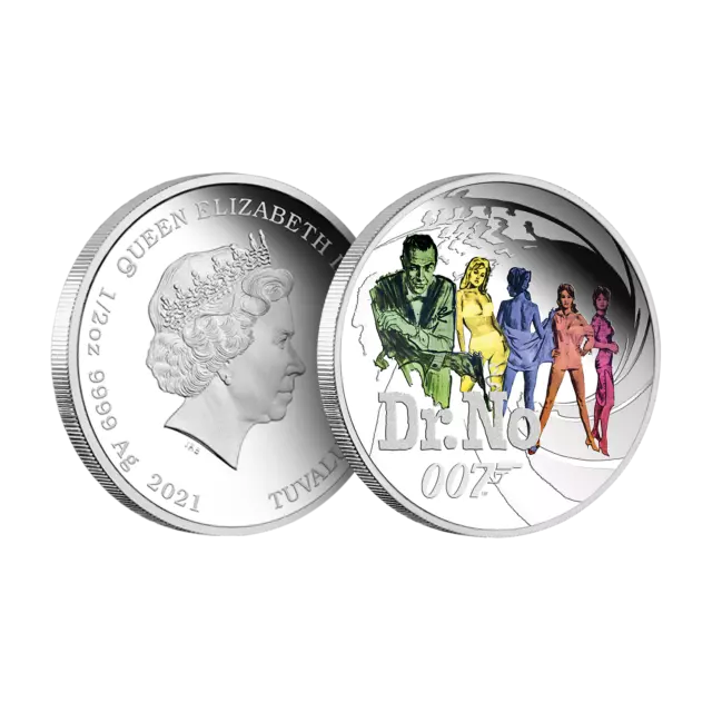 Collectable James Bond Movie Dr No 1/2oz Silver Coin Limited Edition Tuvalu 2021