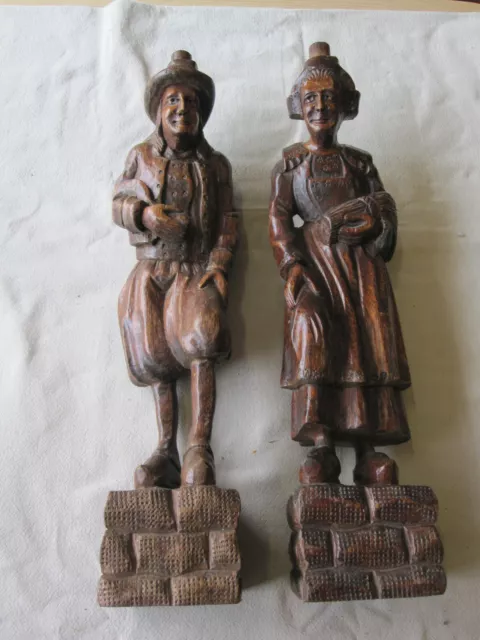 Antiques French Pair Off Statues 19Th   Super Oak Carving