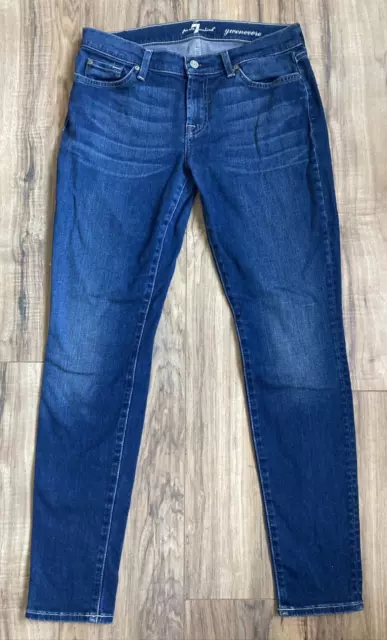 7 For All Mankind Gwenevere Women's Dark Blue Denim Skinny Leg Jeans Sz 29