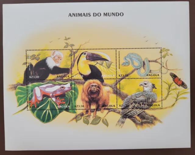 Angola 2000 / Animals of the World- white-faced saki, Toucan... /  6v ms