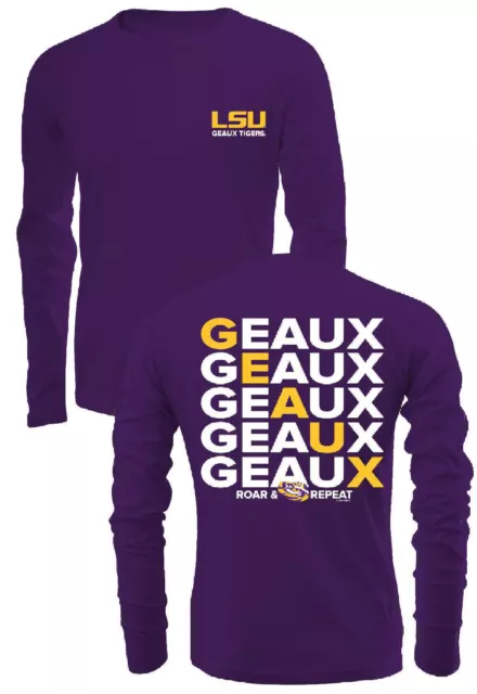 LSU Men's Purple 2 Sided Diagonal Repeat Long Sleeve T Shirt