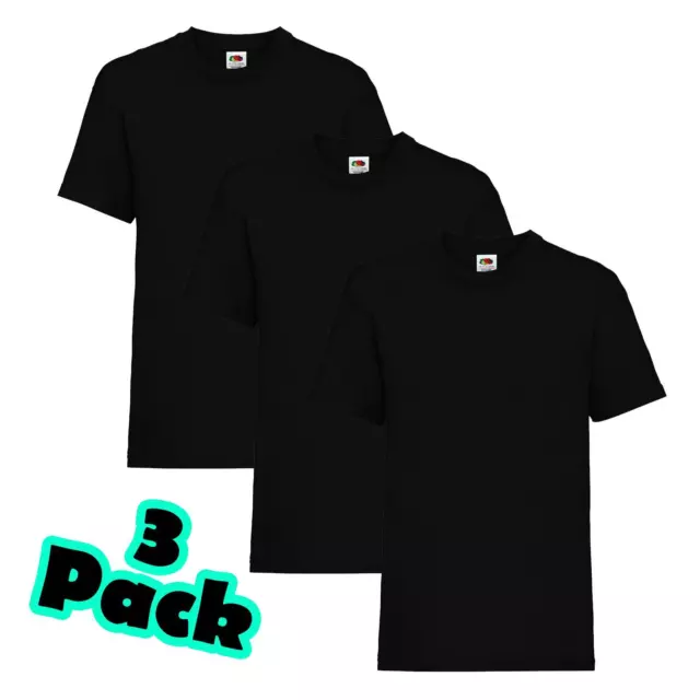 New Boys Girls Fruit Of The Loom SINGLE OR 3-PACK Kids PE School T-Shirt Tee Top