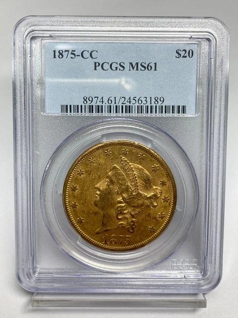 1875-CC $20 Gold Liberty Double Eagle PCGS MS 61