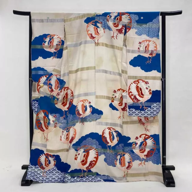 Furisode Color Uchikake  VINTAGE Japanese Kimono Silk red classic 1509