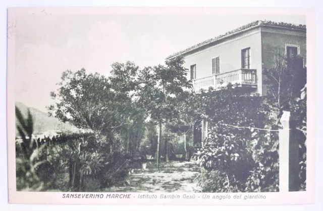 Cartolina Macerata Sanseverino Marche Istituto Bambin Gesù giardino vg 1938