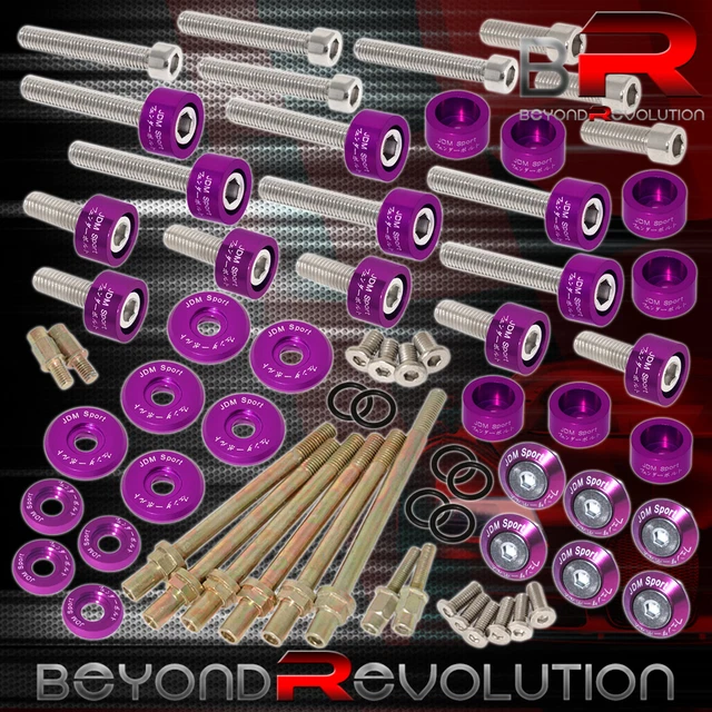 For Honda K-Series Cup/Header/Cam Cap/M6 Fender/Valve Washers+Bolt Purple