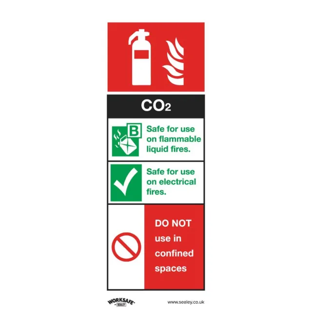 Worksafe Safety Sign - CO2 Fire Extinguisher - Self-Adhesive Vinyl - Pack of 10