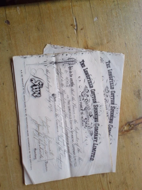 Longfield Cotton share certificate from £20+ each. Longfield Cotton share certificate from £20+ each.