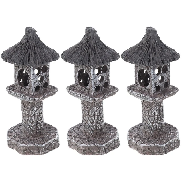Juego de 3 estatuas de decoración de jardín zen para tanque de peces resina artesanal adorno acuario