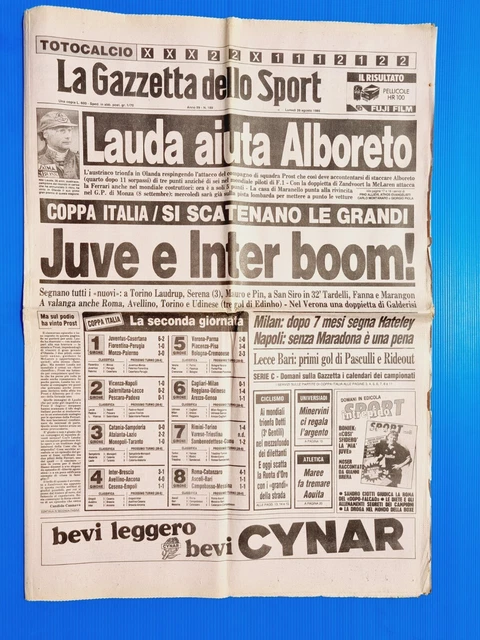 Gazzetta Dello Sport – 8 Septembre 1976 – Niki Lauda, Milan-Juventus, Ferrari