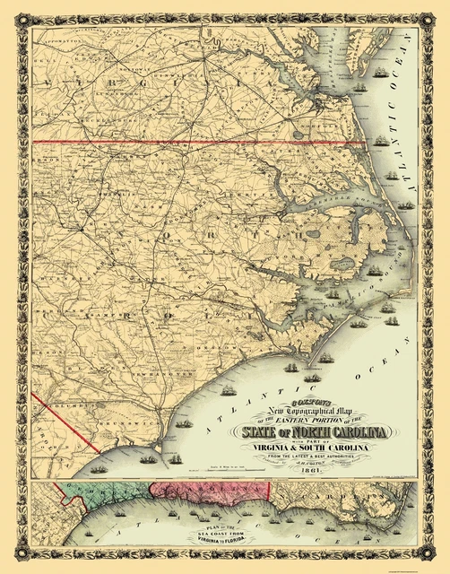 North Carolina Eastern Portion - Colton 1861 - 23 x 29.25