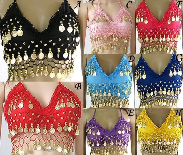 Belly Dance Bra Top 8 Colors Hand Made New Sexy Folded Lace Coins Fancy Bra Top