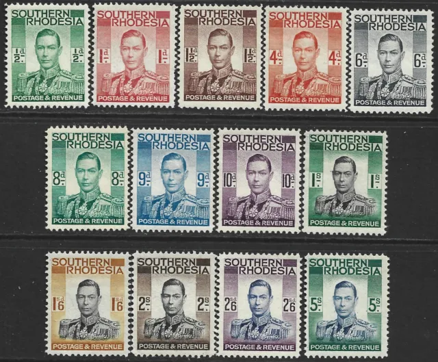 Southern Rhodesia 1937 KGVI Set of 13  SG.40/52 Mint (Hinged) Cat:£85