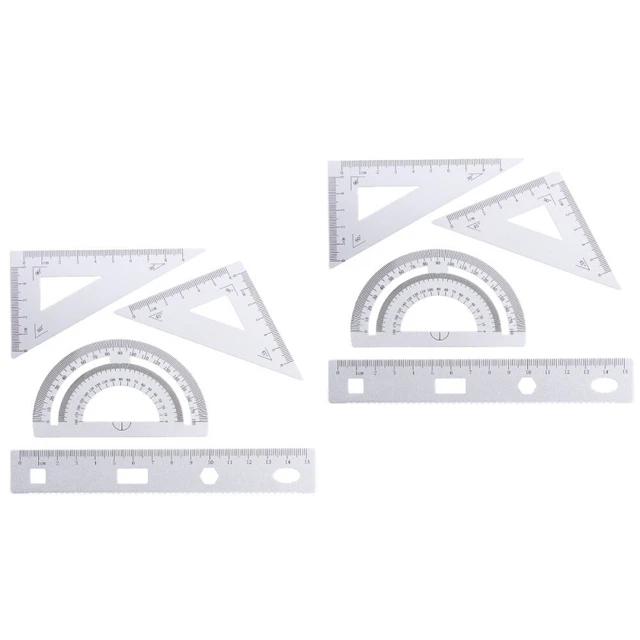 2 Sets Easy Read Ruler Math Triangle Ruler Set Rulers Kids Metal