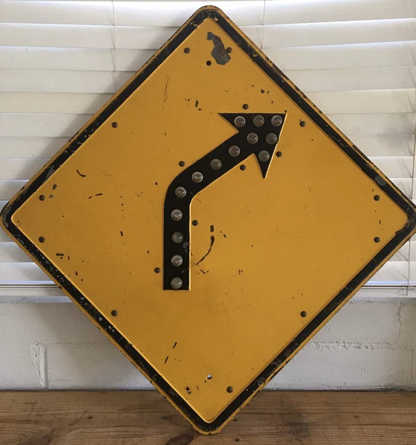 VINTAGE ARROW ROAD Sign Reflector Jewel Jeweled Marble Antique