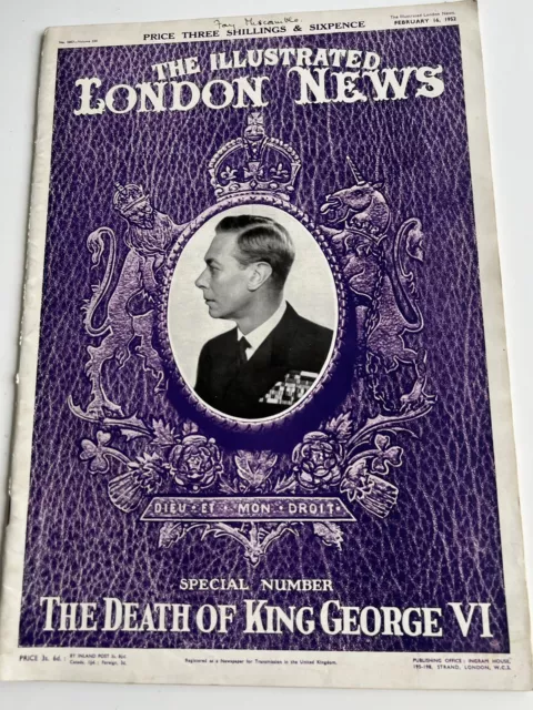 The Illustrated London News Special Number -The Death  Of King George V1