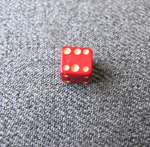 Vintage red galalith miniature dice     #4
