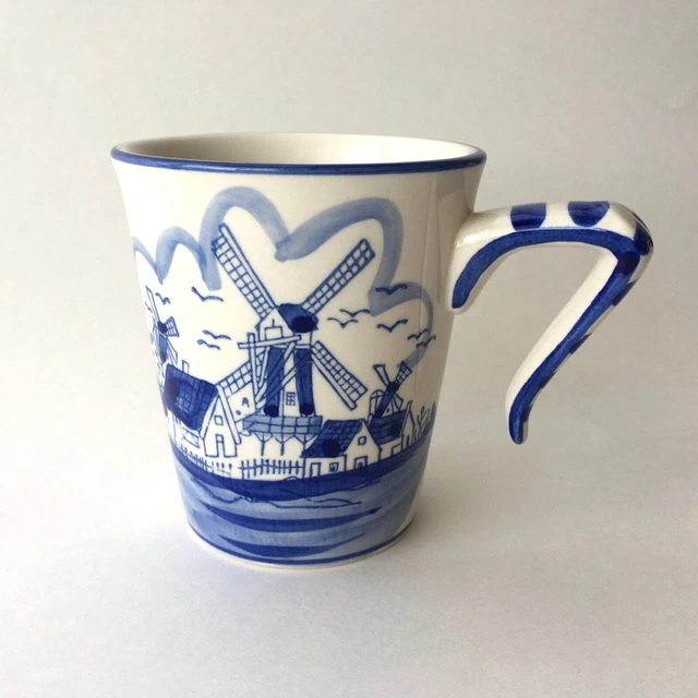 Holland American Coffee Cup Mug Delft Blue Hand Painted 60th Anniversary 2003