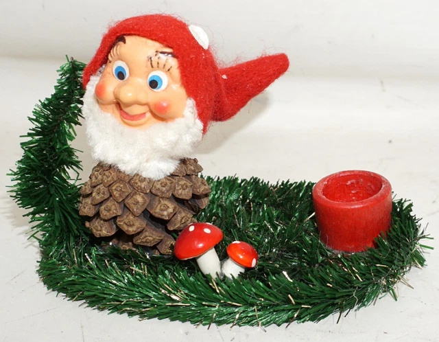 Wichtel Zapfenwichtel Zwerg Weihnachtsdekoration Kerzenhalter DDR 8cm /P21.9/2