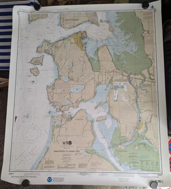 Nautical Map Anacortes to Skagit Bay 42"x36" 2017 Waterproof Wall Depth Chart