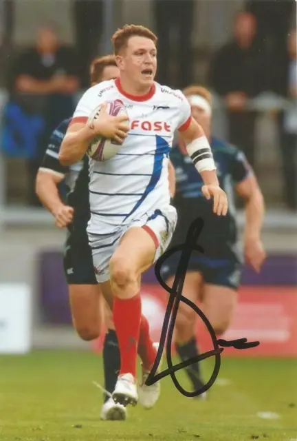 SALE SHARKS RUGBY UNION: SAM JAMES SIGNED 6x4 ACTION PHOTO+COA