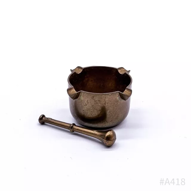Vintage Brass Mortar Pharmacy Mortar With Pestle/Tappet Brass 5x4cm