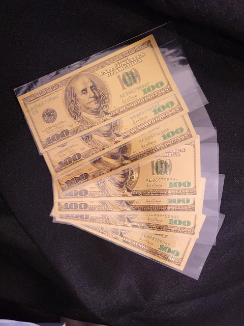 (7) 24 Kt Gold Leaf $100 Bill