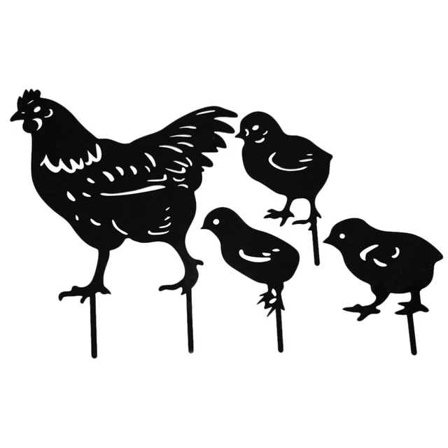 4pcs Rooster Stakes Chicken Silhouette Huhn Chicken Silhouette Statue