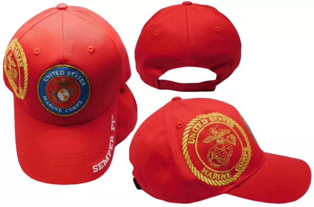 US Marine Corps Emblem Shadow Semper Fi Red Cap Hat - Officially Licensed