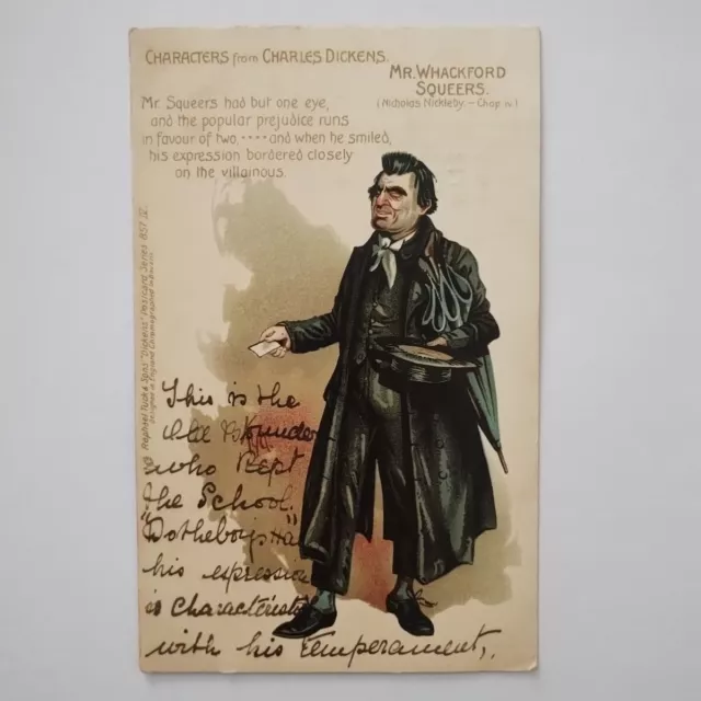 Mr Whackford Squeers - Charles  Dickens Characters - Posted 1903 - Postcard