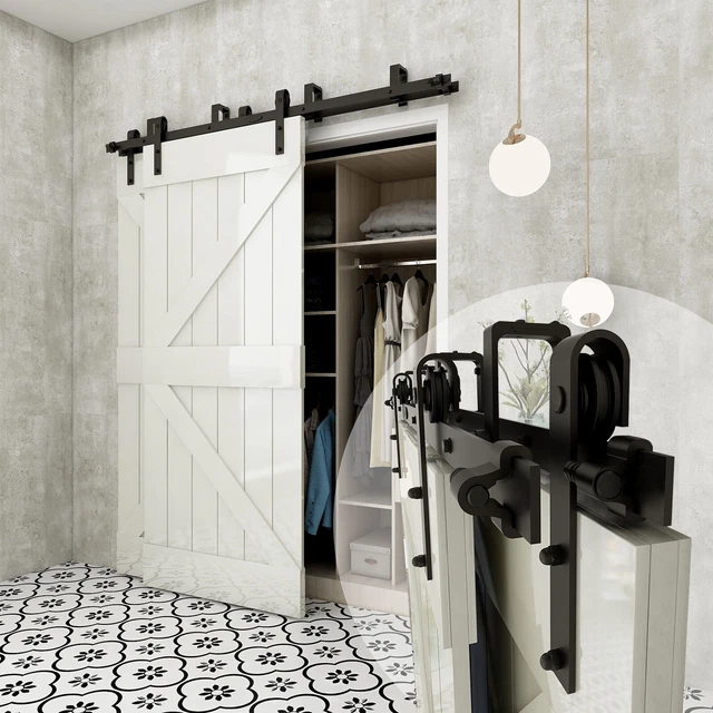 4-20FT Sliding Barn Door Hardware Closet Track Kit for Single/Double/Bypass Door 11