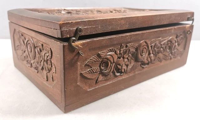 Boîte à Bijoux Ancienne En Bois Sculpté à La Main - Déco Vintage, Sans Marque