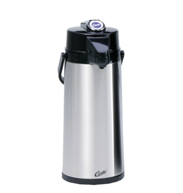 New Wilbur Curtis 2.2L ThermoPro Glass Lined Airpot w/ Lever, Stainless Steel