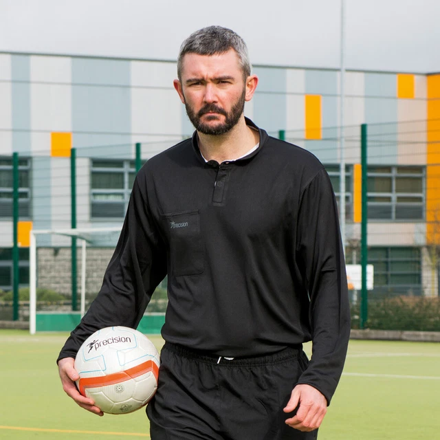 Precision Referee Shirt Short or Long Sleeve Black Friday Offer UK Seller
