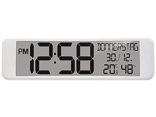 Horloge Digitale Murale Et De Table - Radio-pilotée Avec Température Et Humidité - Silencieuse, Pour Salon, Bureau