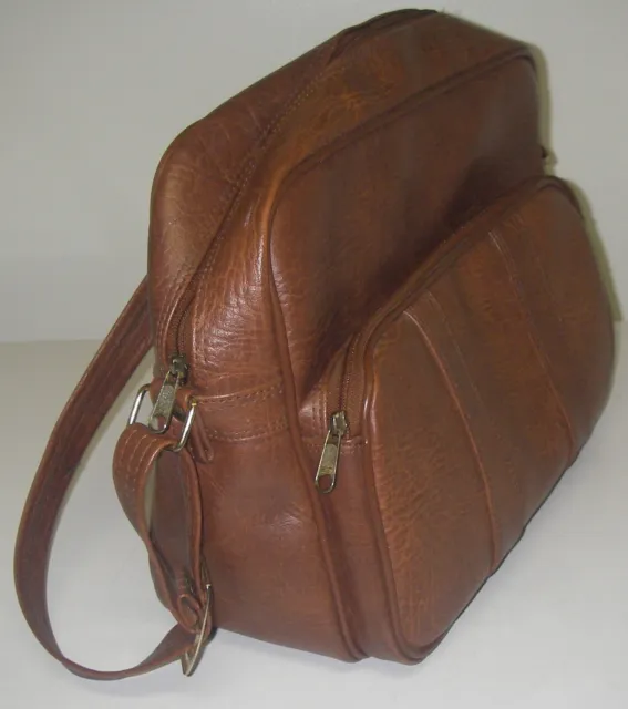 Vintage 1980s Travel Shoulder Bag Carry-on Tote Overnight Brown Luggage