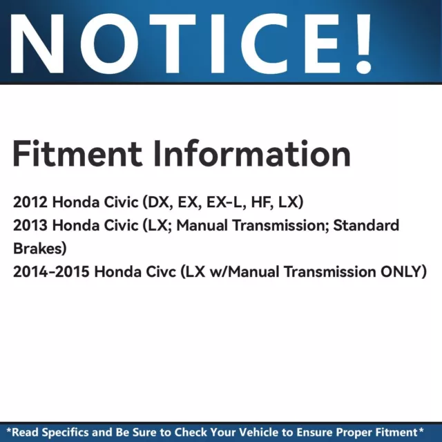 Front Disc Rotors & Ceramic Brake Pads for 2012 Honda Civic DX LX EX HF 2