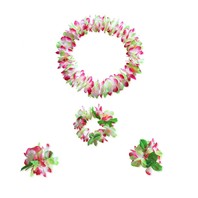 4 Pcs Casque De Leis Fleurs Tropicales Luau Vêtements D'été