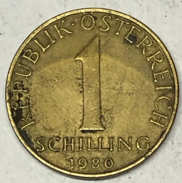 1980 Republik Osterreich Austria 1 Schilling Coin Circulated Aluminum Bronze VTG
