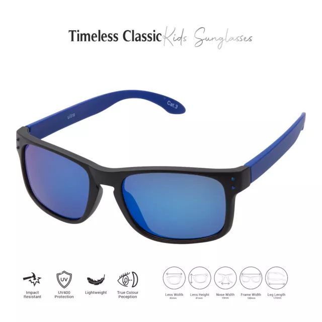 Noir+Bleu Enfants Lunettes de Soleil UV400 Classique Nuances Mode Lunettes UK