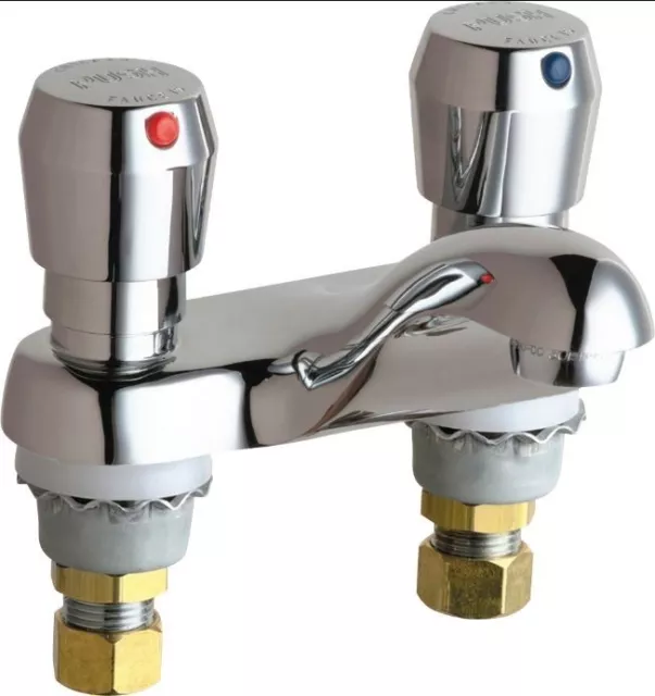 Chicago Faucets 802-665ABCP Hot and Cold Water Metering Sink Faucet