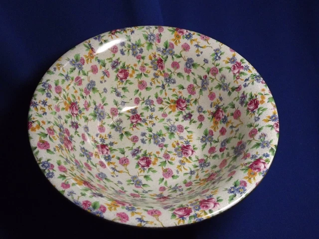 OLD Royal Winton Grimwades"OLD COTTAGE" Chintz "KING"9.5"W by 3.5"Hi Footed Bowl