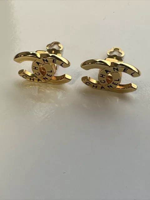 Vintage Chanel Gold Plated Classic Turnlock CC Earrings – Madison