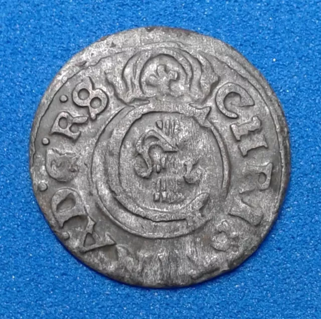 1 Solidus - Christina  1648  Swedish Livonia. Billon Coin.