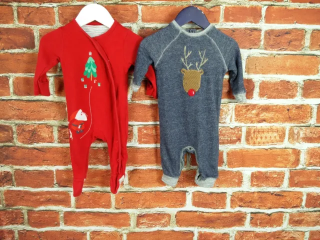 Baby Boys Bundle Age 0-3 Months Next M&S Babygro One Piece Christmas Red 62Cm