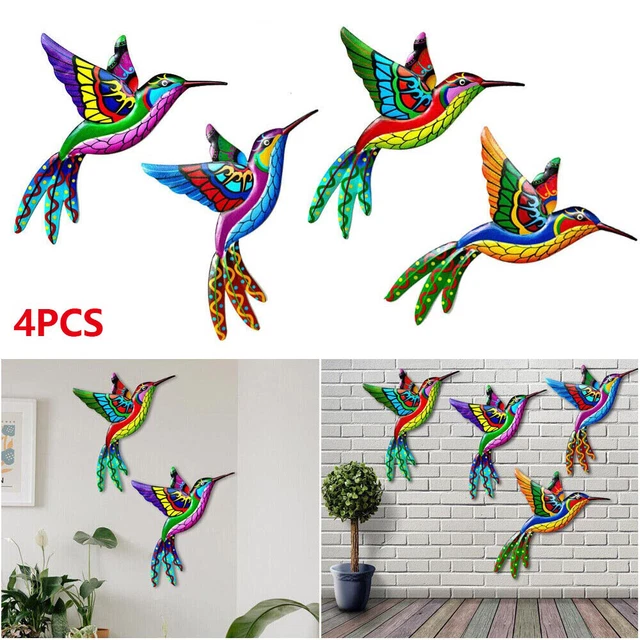 4x Hummingbird Metall Kunst Metall Vogel Wand Dekor Hummingbird Wand Skulptur