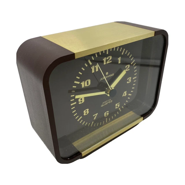 JUNGHANS ASTRA TISCHUHR Uhr Made In Germany Analog Braun Retro Vintage