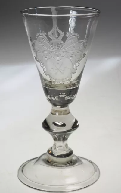 Historisches Glas Pokal Barock Wappen Mit Pfeilen Lauenstein Osterwald Um 1755